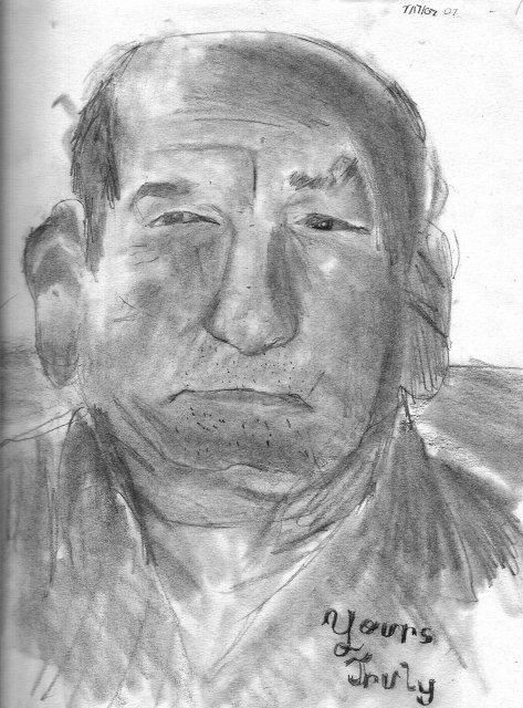 Chrsitan draws Grandpa Lauro